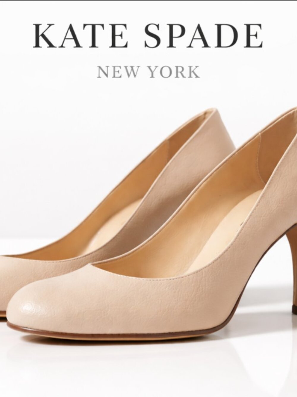 Kate Spade Karolina Pumps Sand/ Glazed Goat Leather Leopard Heel Size 8W